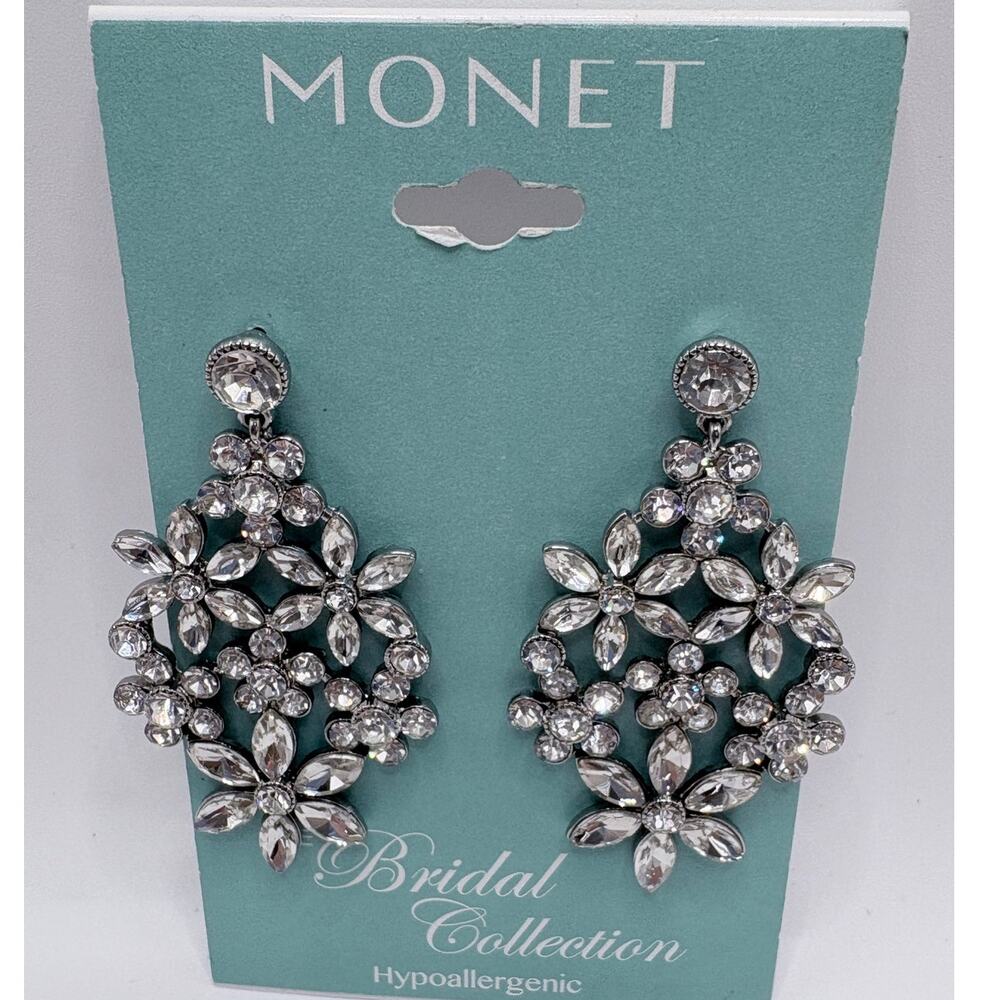 Monet Bridal Collection Floral Chandelier Earrings